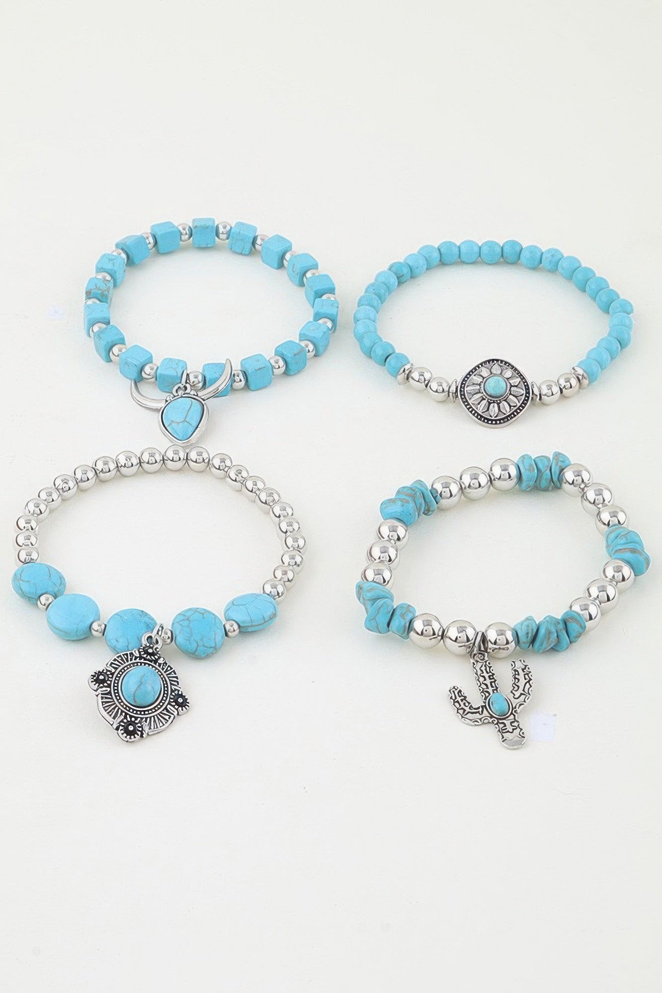 Turquoise Beaded Bracelet with Antique-Style Charms Secondary image