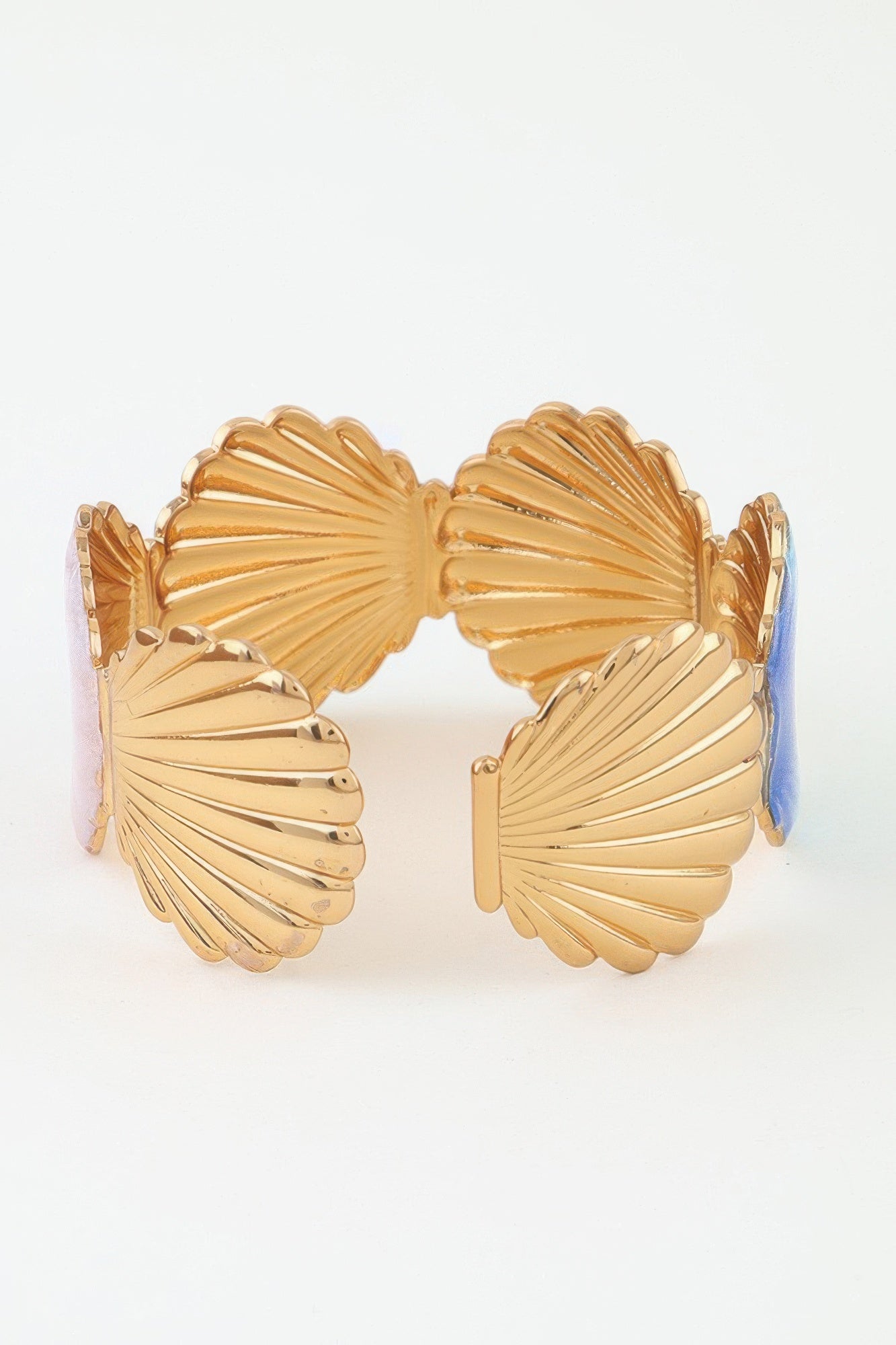 Gold Multicolor Seashell Open Cuff Bracelet Secondary image