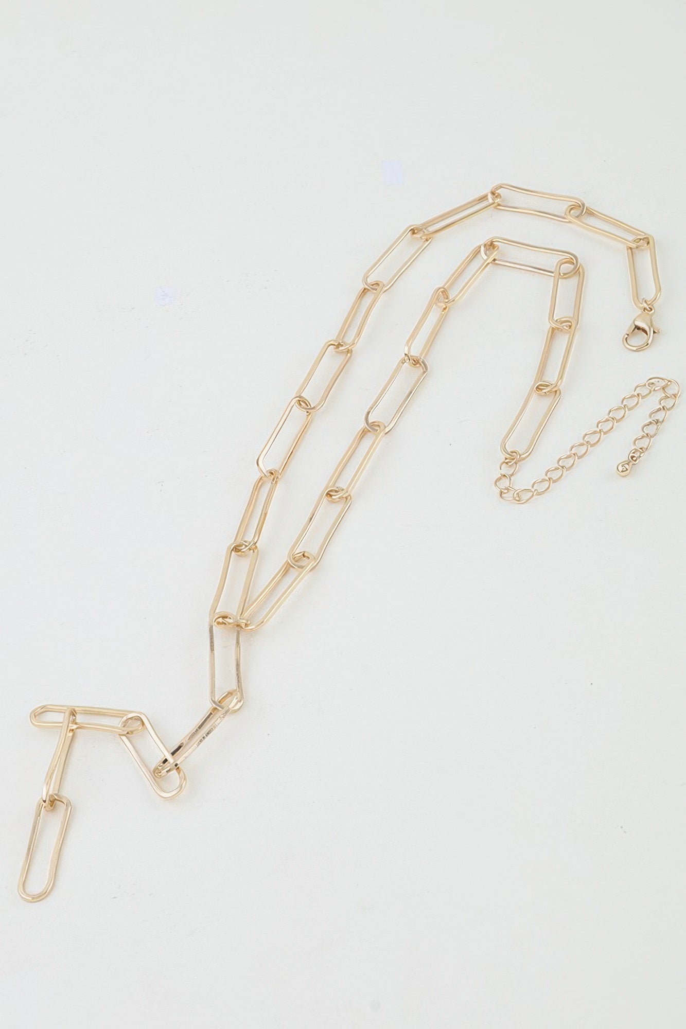 Gold Elongated Link Drop Necklace Secondary image