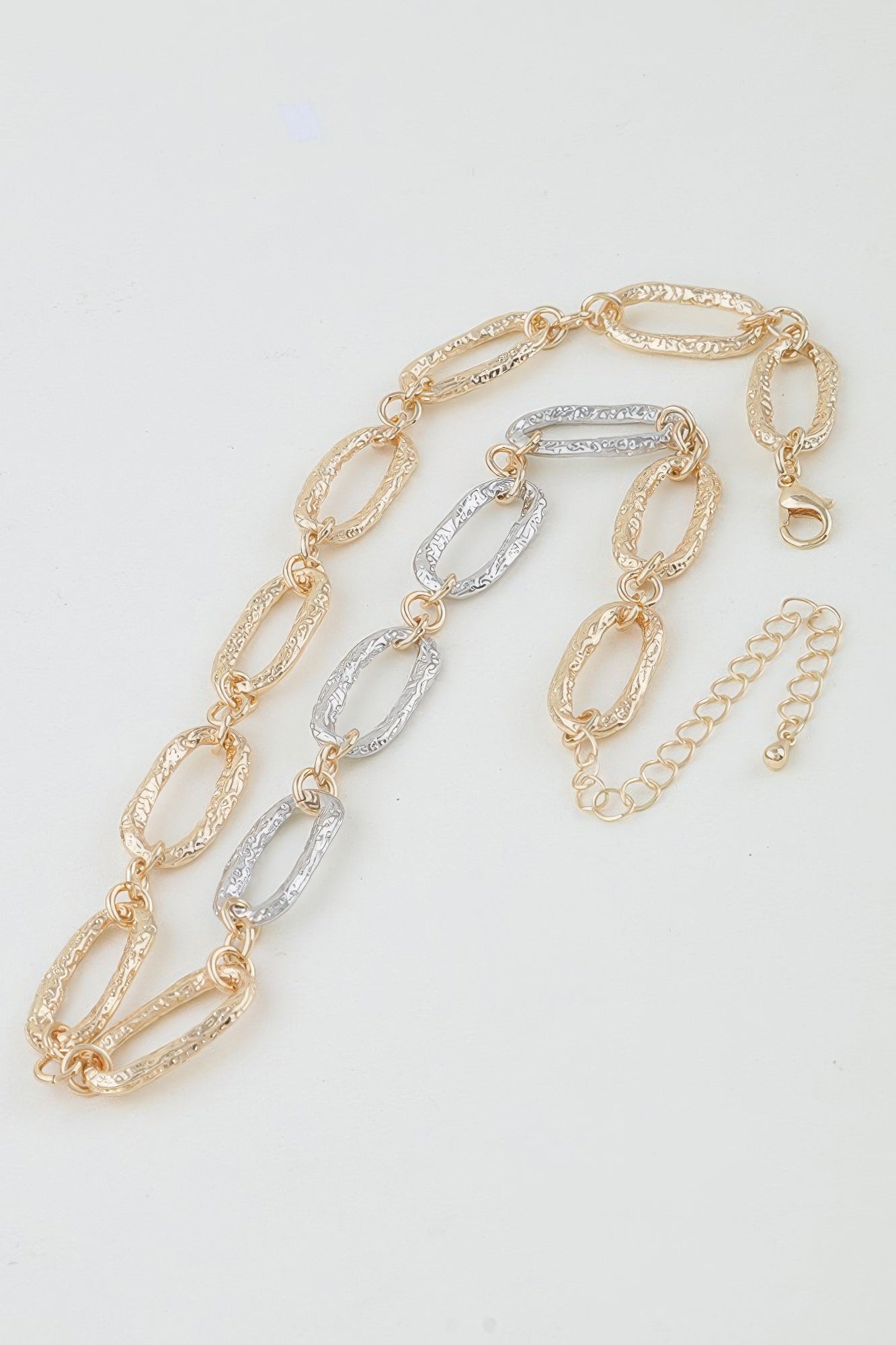 Textured Two-Tone Oval Link Necklace Secondary image