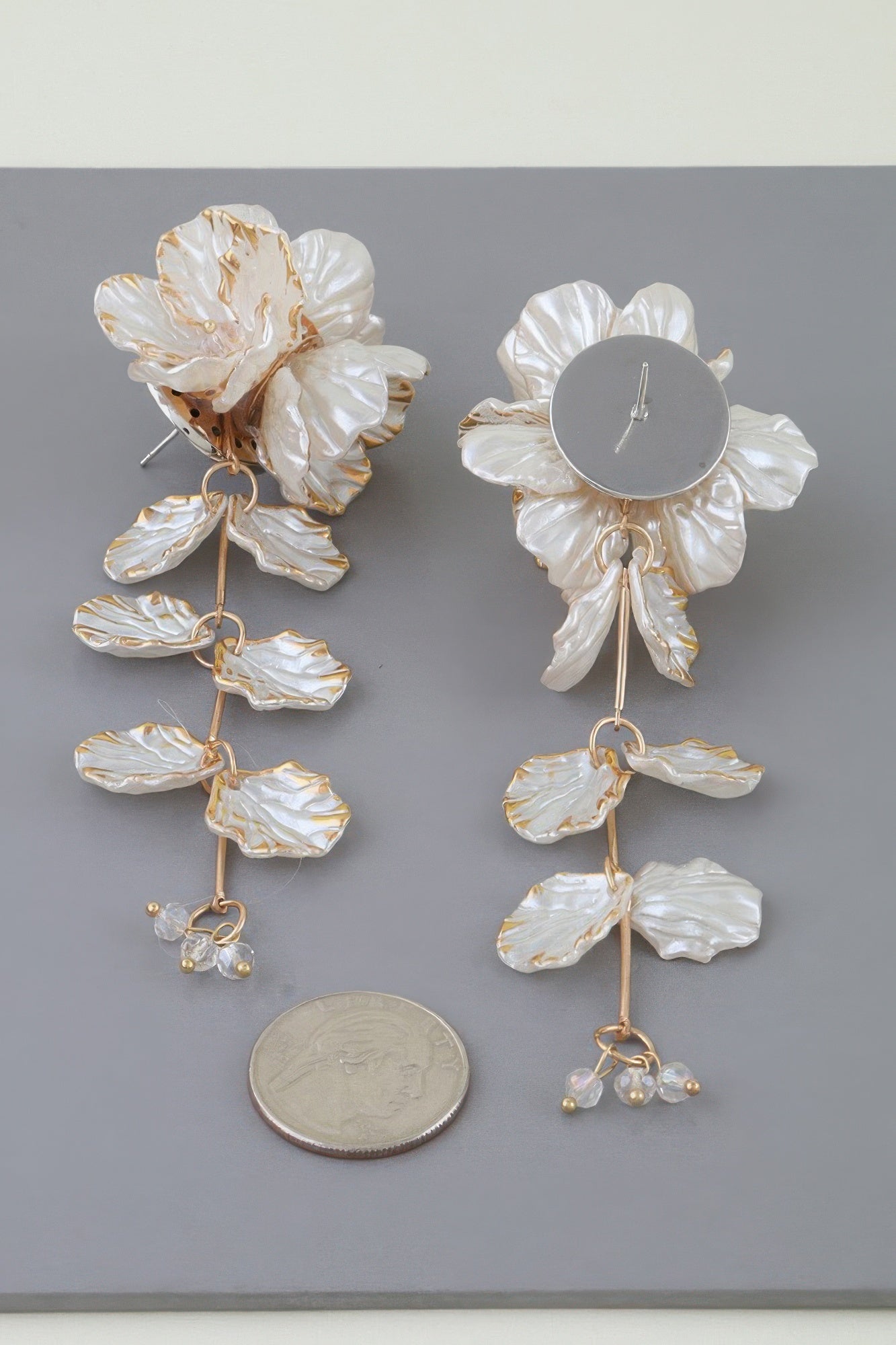 Multicolor Cascading Petal Drop Earrings Secondary image