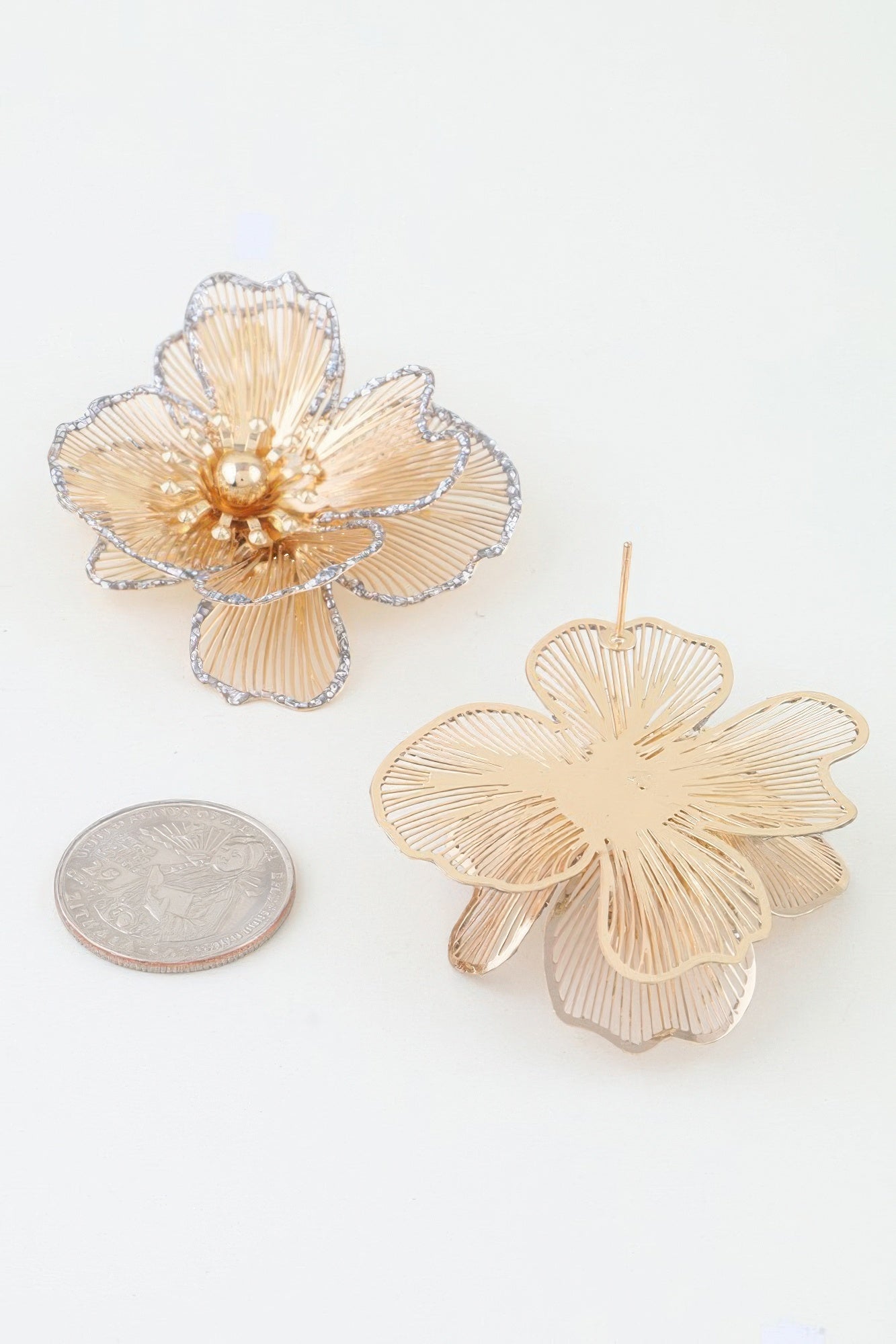 Openwork Glitter Flower Statement Earrings Secondary image