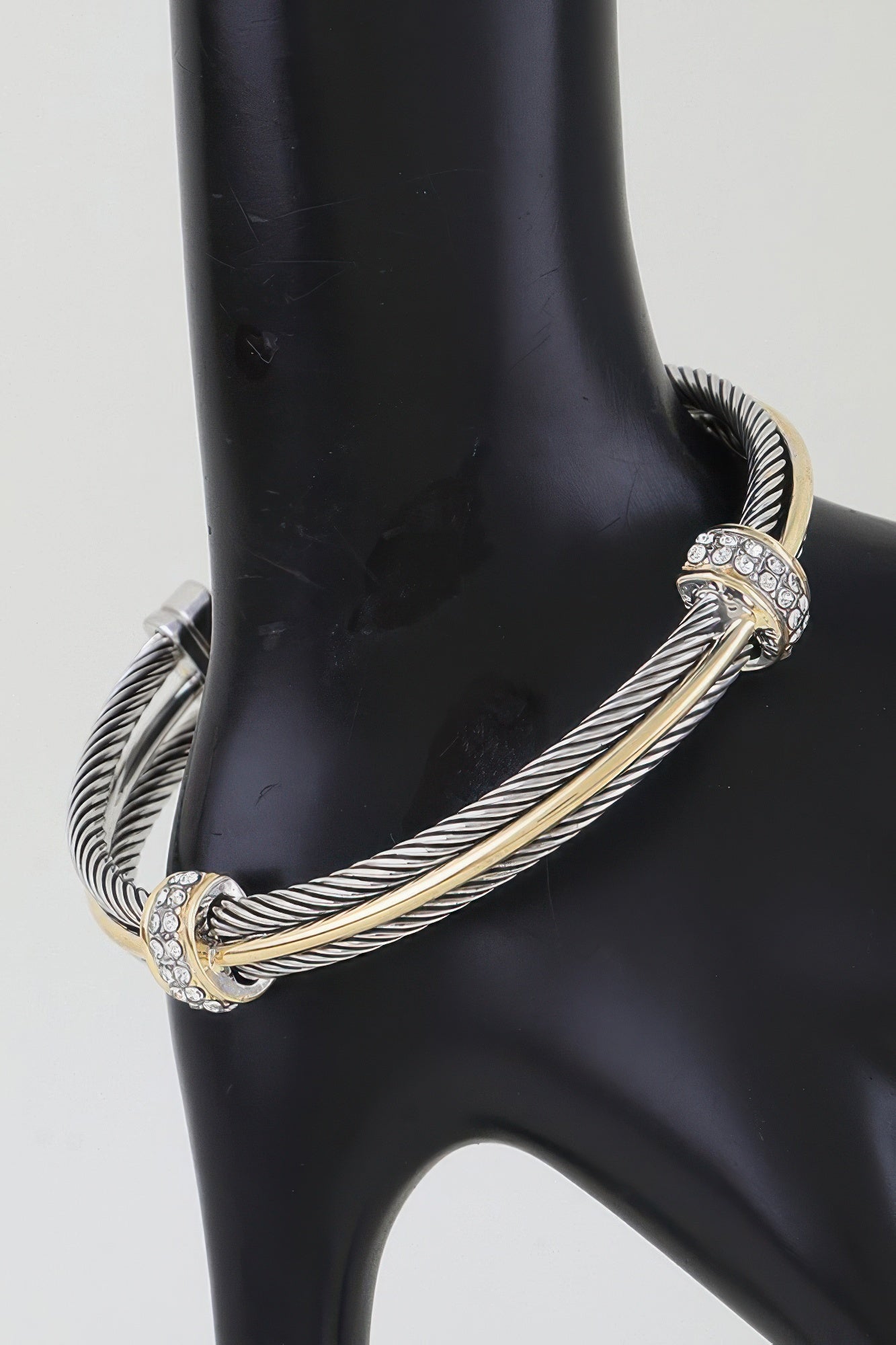 Silver-Tone Twisted Crystal Open Cuff Bracelet Secondary image