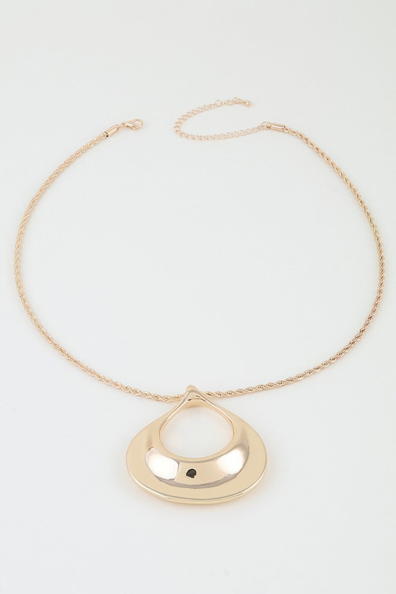 Gold Twisted Chain Open Ripple Teardrop Necklace Secondary image