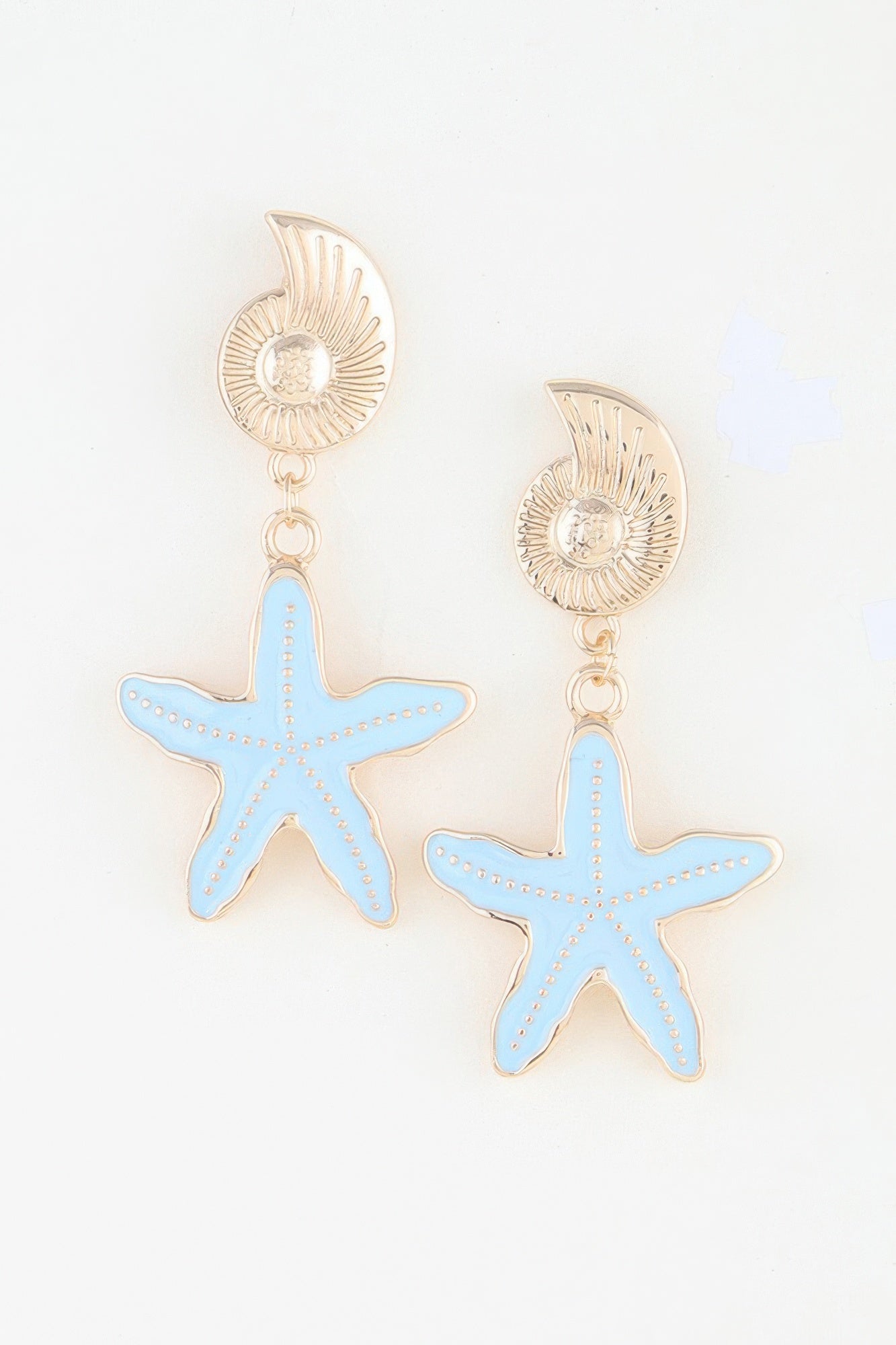 Nautilus Shell Starfish Drop Earrings Secondary image