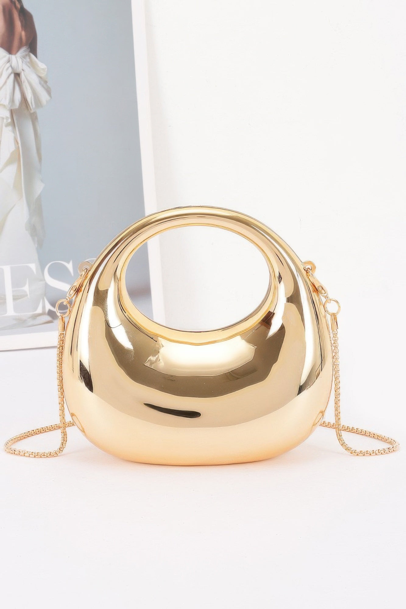Glossy Acrylic Dome Mini Bag with Circular Handle Secondary image