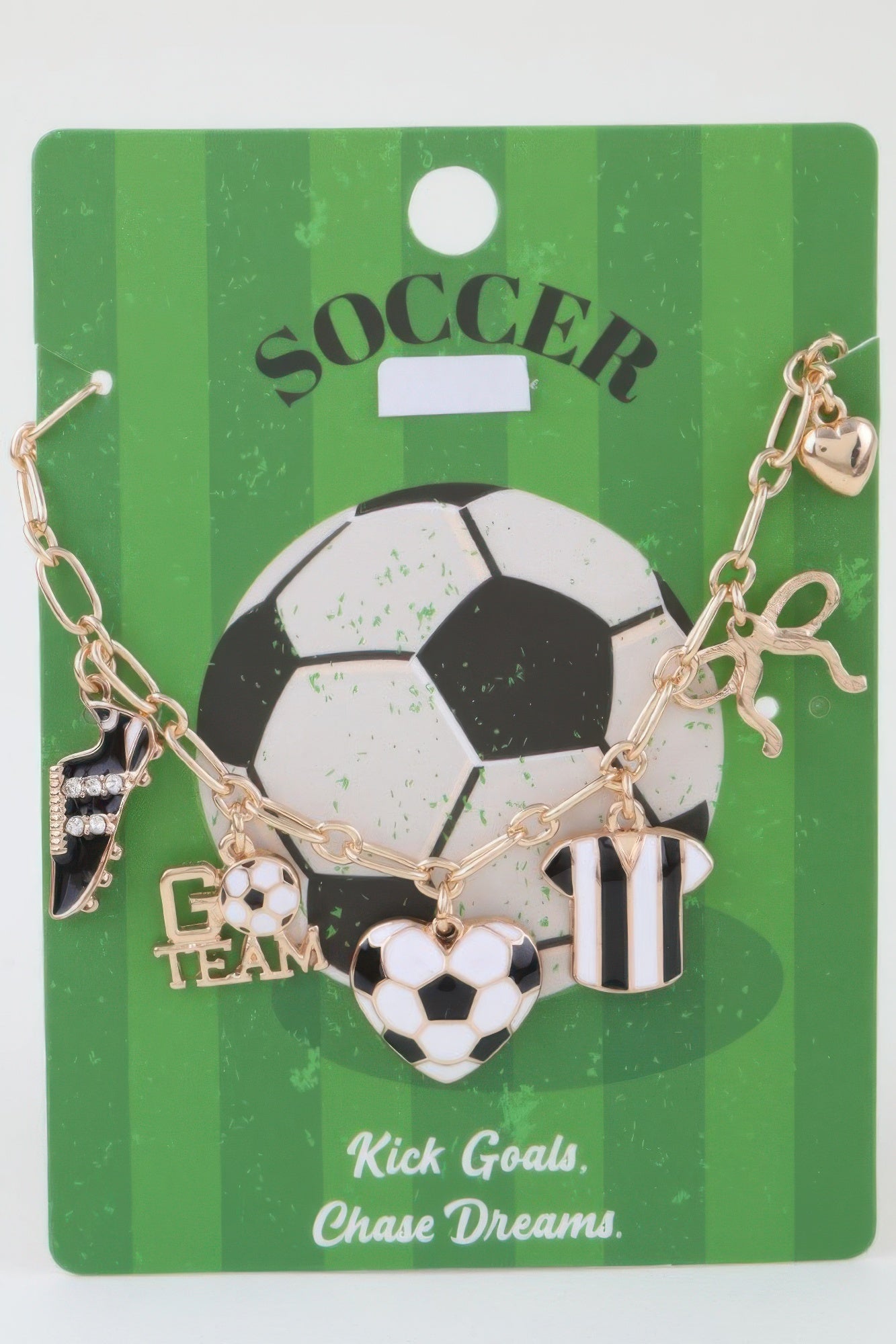 Gold and White Soccer Charm Necklace with Pearl Accent Secondary image