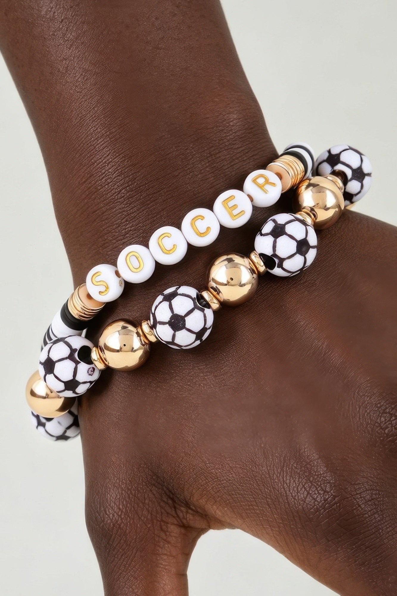 Soccer Bead Bracelet Set with Gold Accents Secondary image