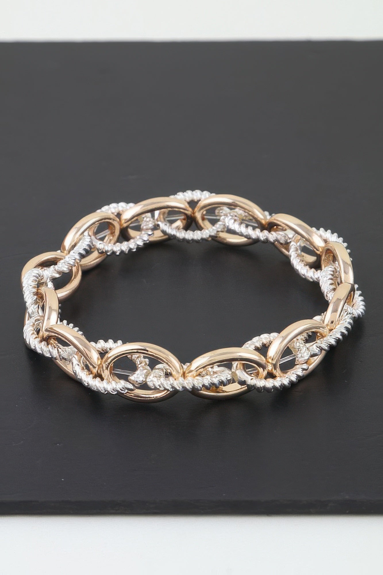 Two-Tone Oval Link and Twisted Chain Bracelet Secondary image