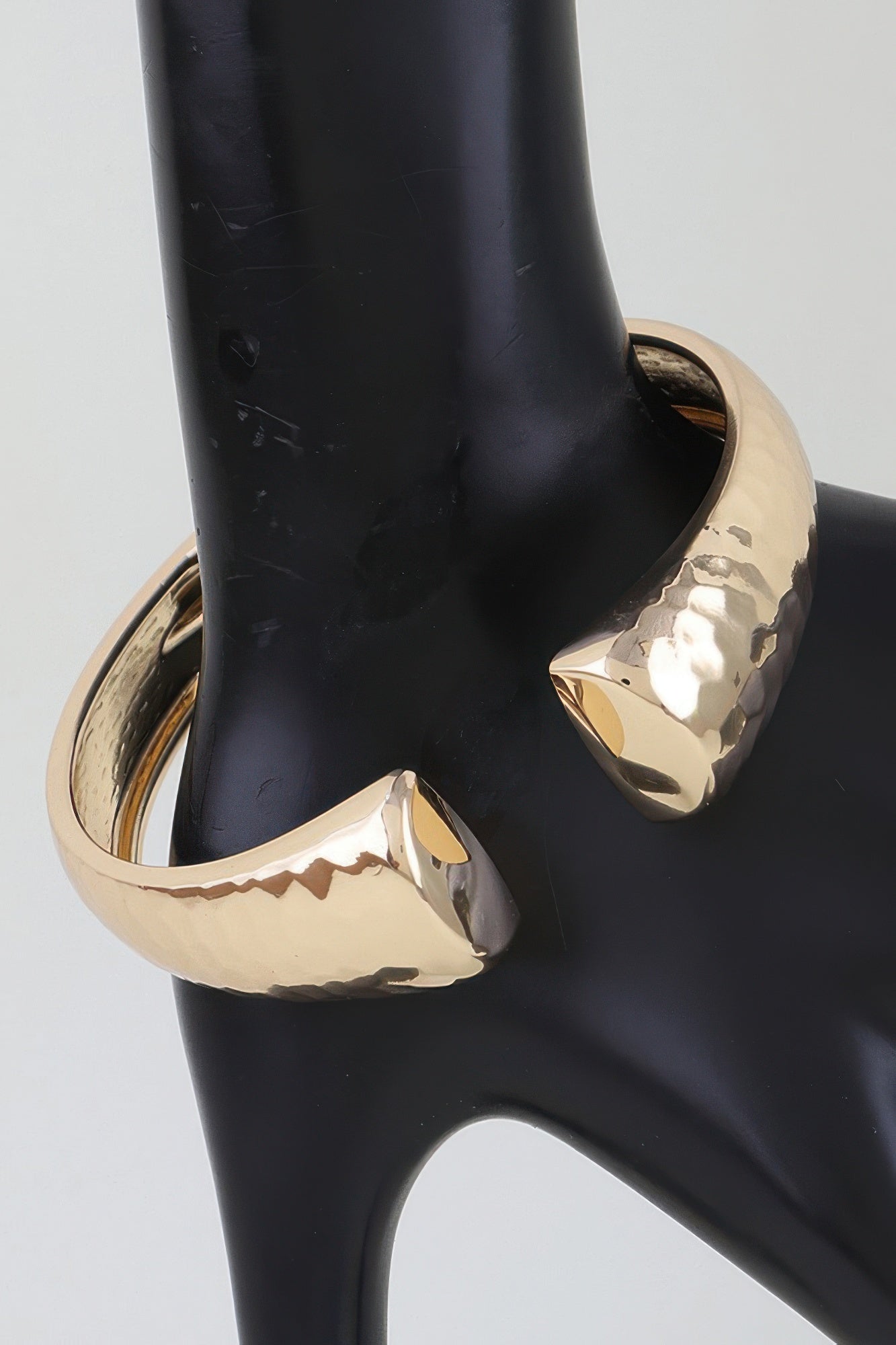 Hammered Open Cuff Bracelet with Sculpted Ends Secondary image