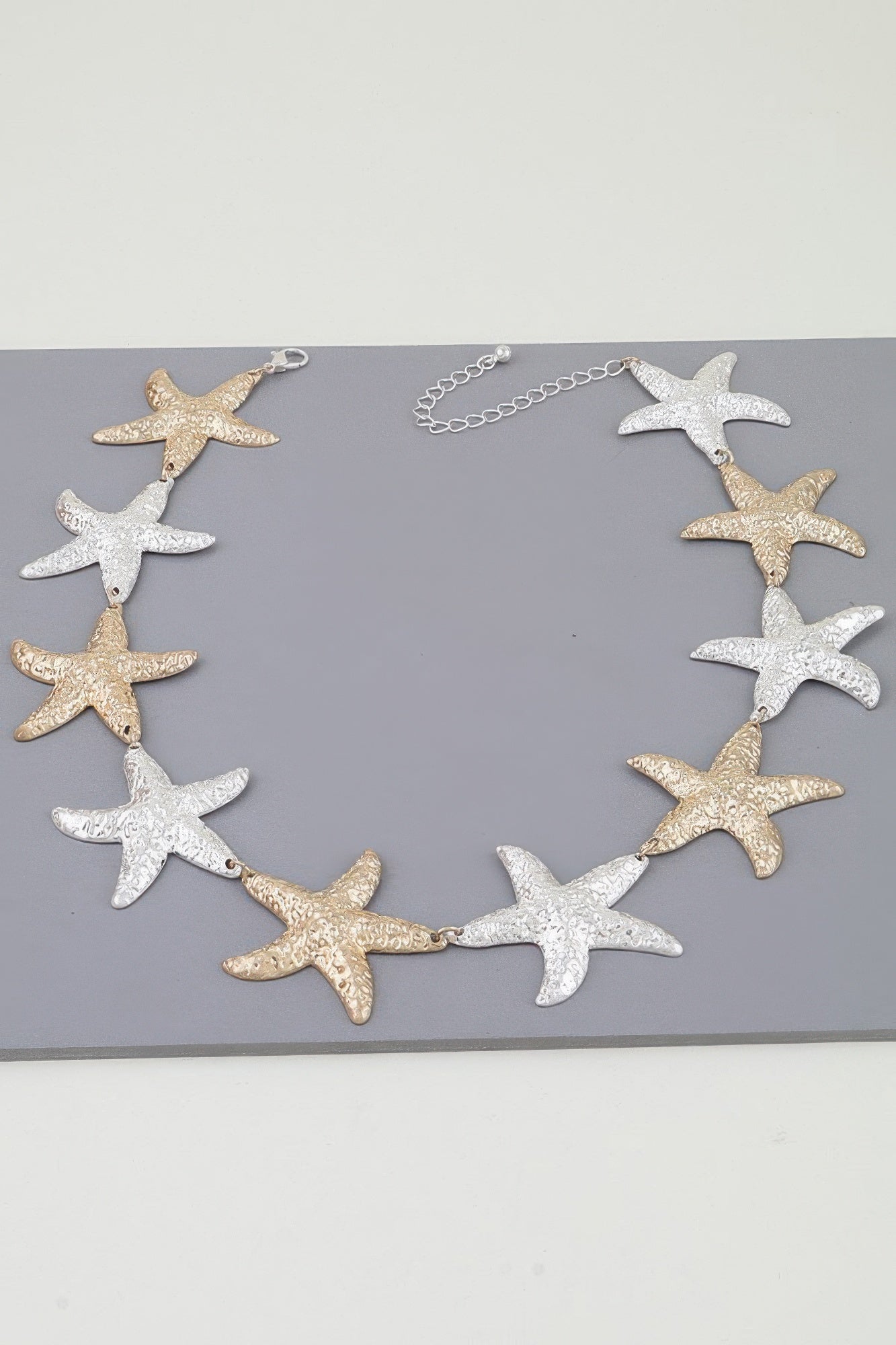 Two-Tone Hammered Starfish Statement Necklace Secondary image