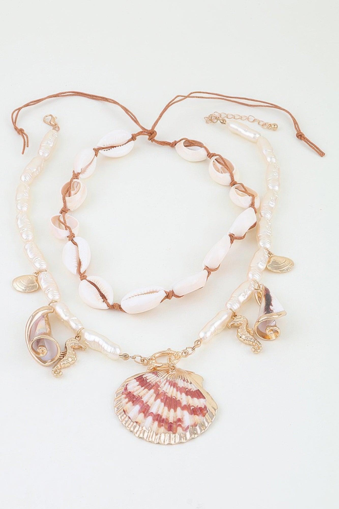 Layered Cowrie Shell and Scallop Pendant Necklace Secondary image