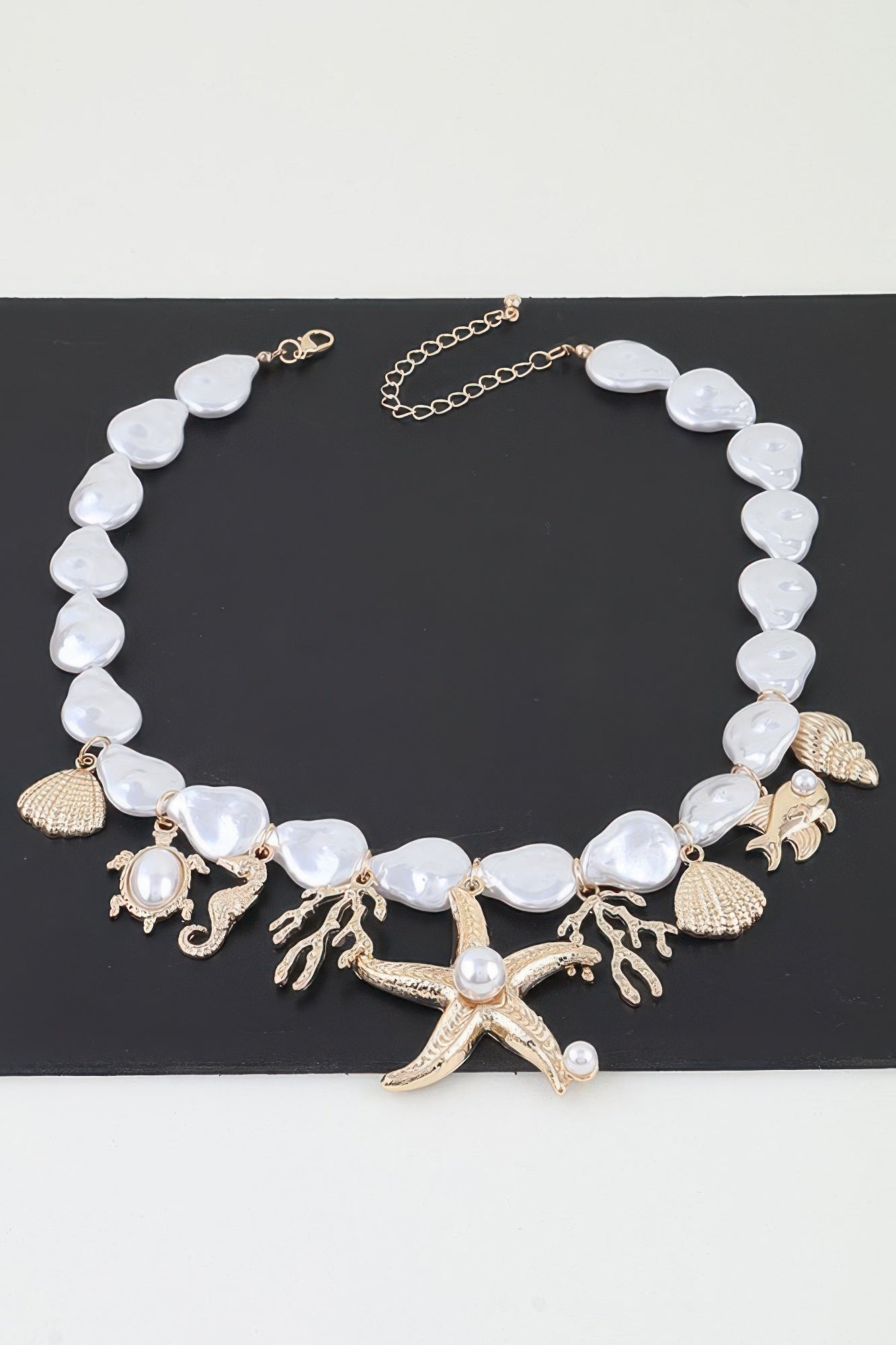 Coastal Charm Beaded Necklace with Pearl-Inspired Beads Secondary image