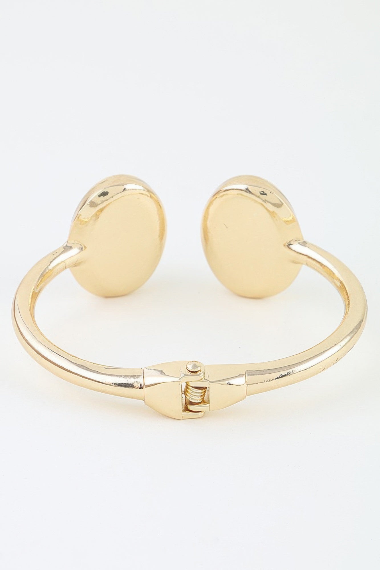 Gold Cream Open Cuff Bracelet with Oval Pearl Accents Secondary image