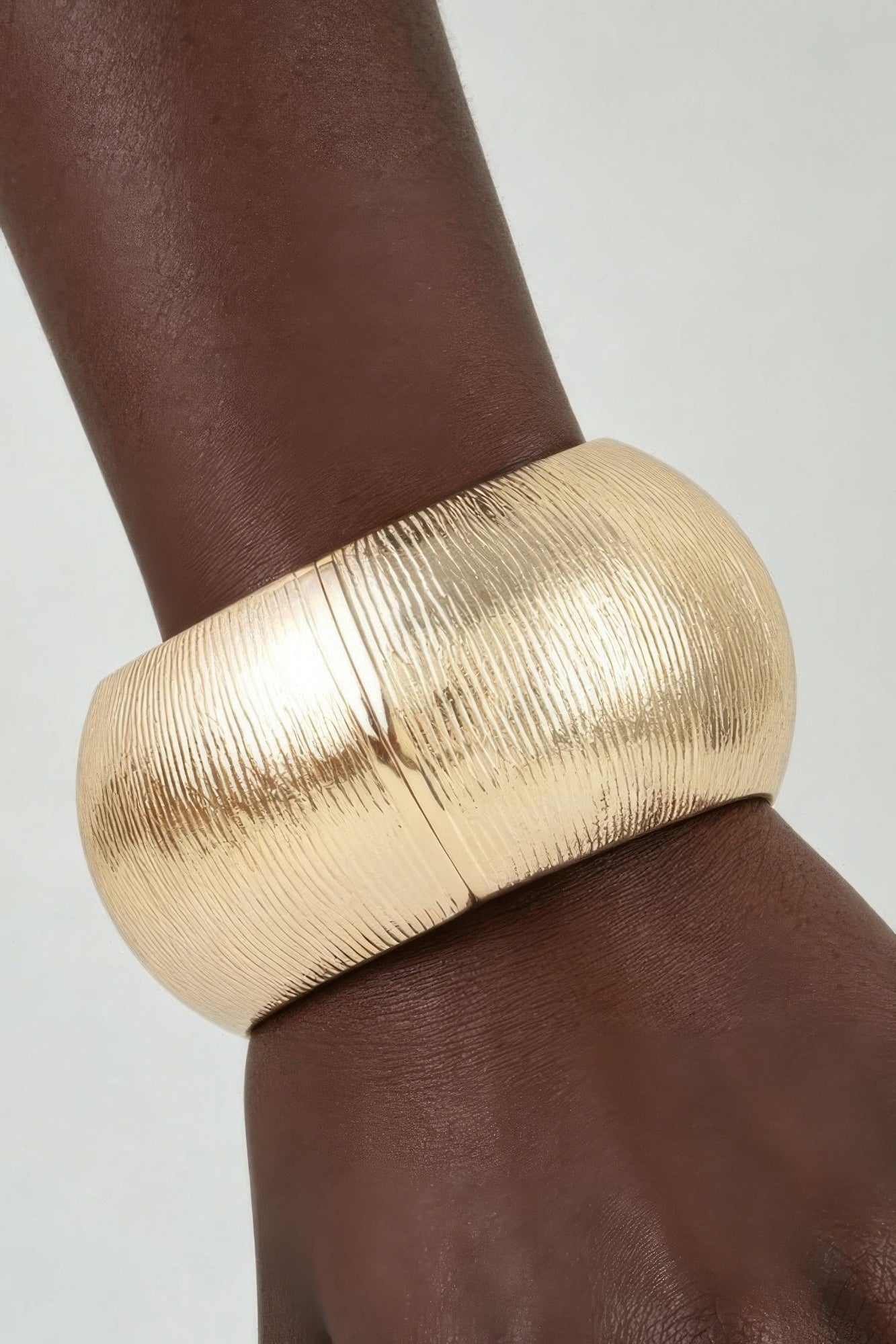 Gold Engraved Wide Dome Cuff Bracelet Secondary image