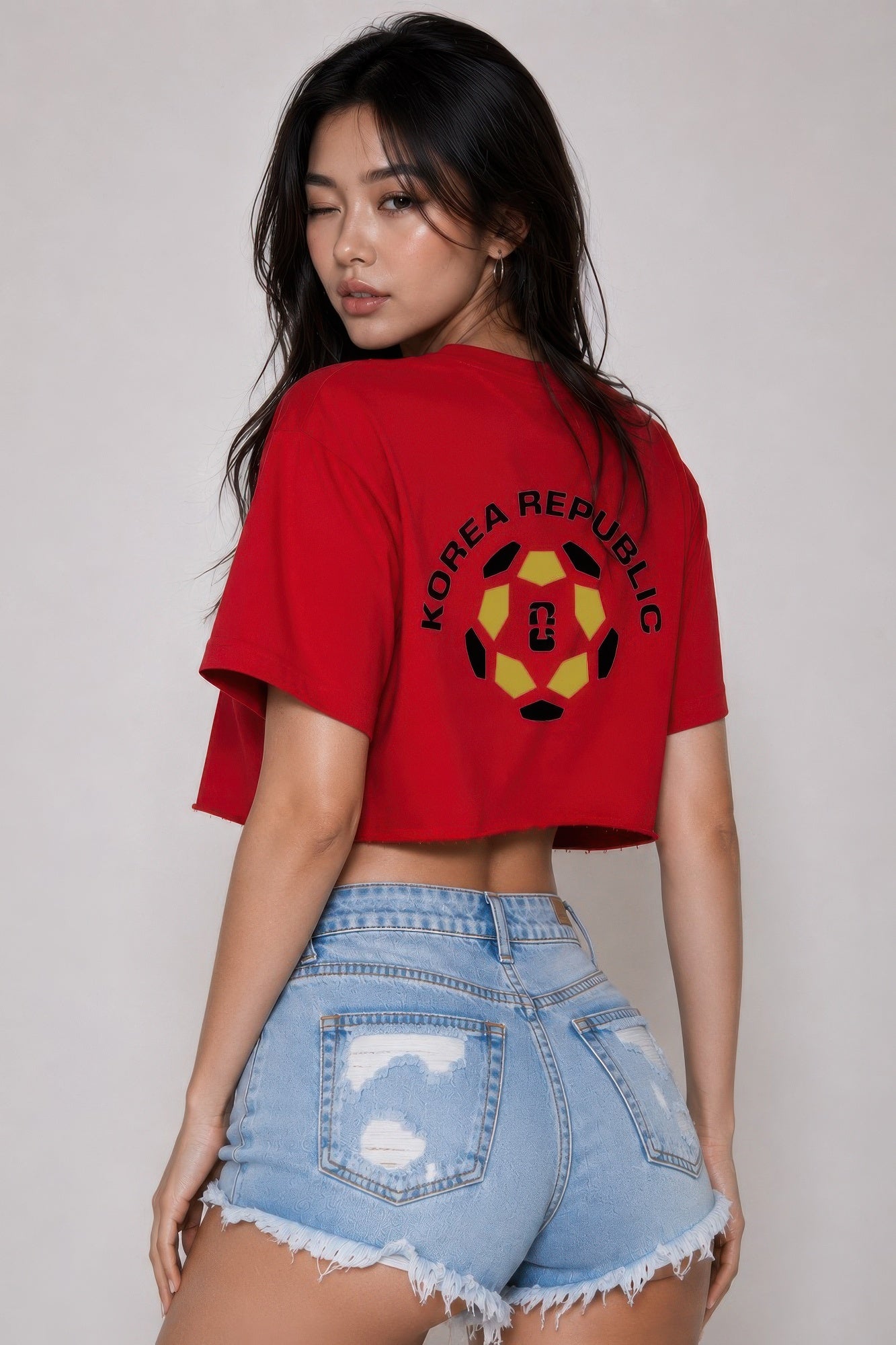 Cropped Cotton Korea Flag Graphic Shirt Secondary image