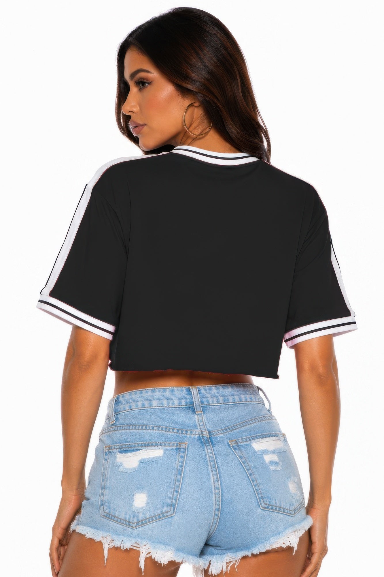 Cropped Mexico Graphic Cotton Tee With Stripe Trim Secondary image