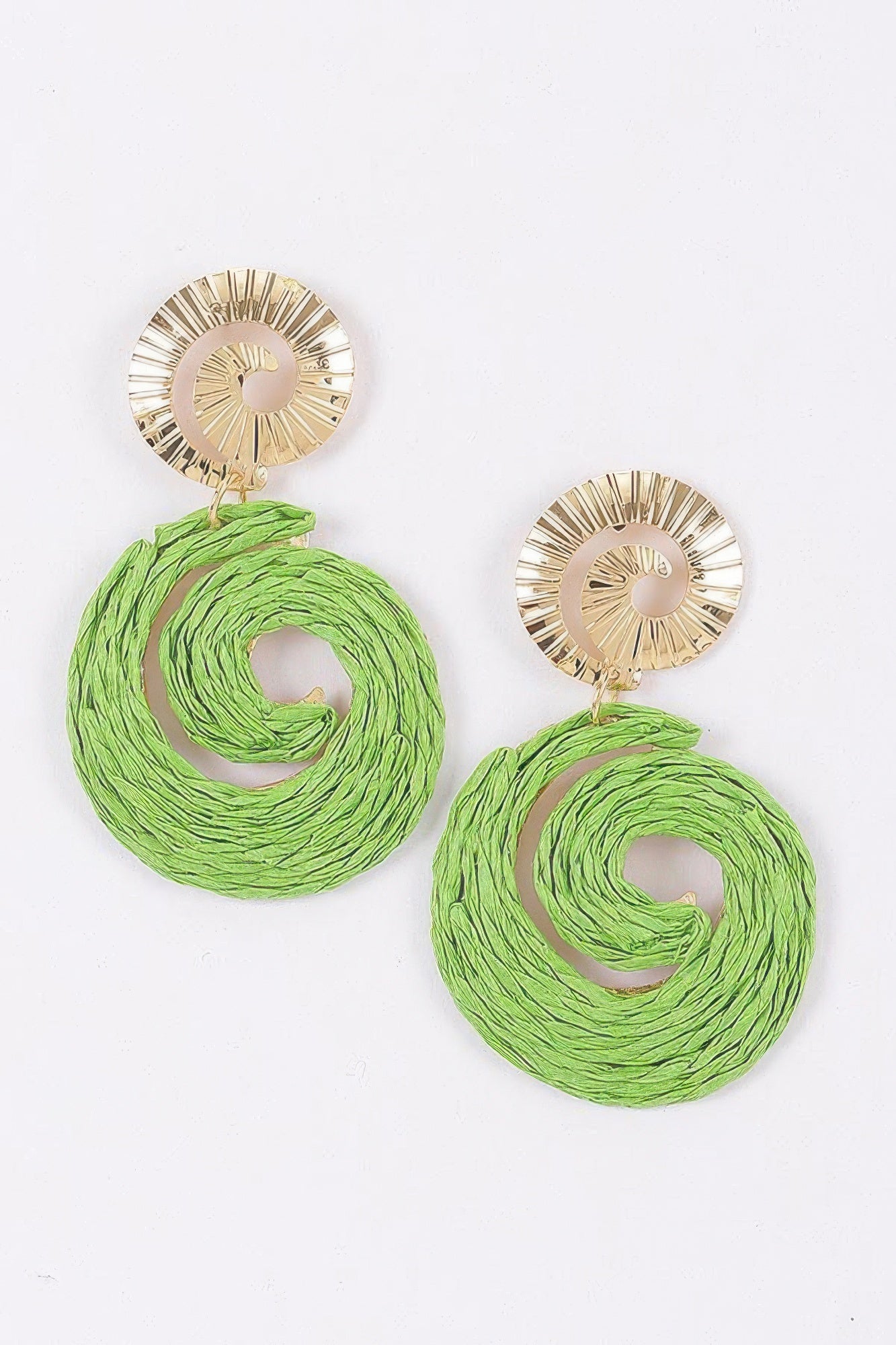 Woven Raffia Spiral Statement Drop Earrings Secondary image