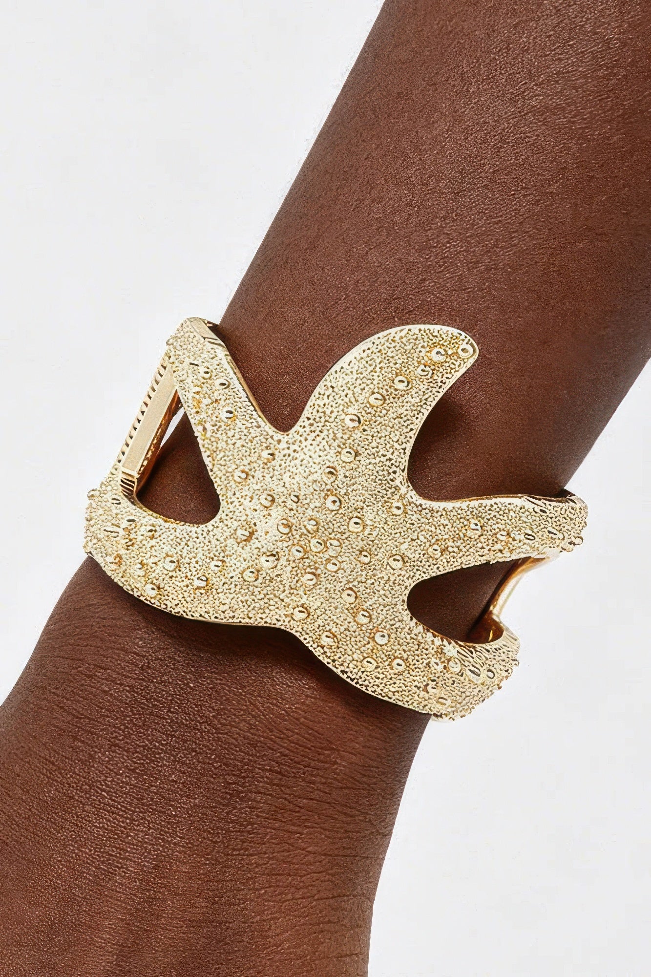 Textured Gold Starfish Statement Cuff Bracelet Secondary image