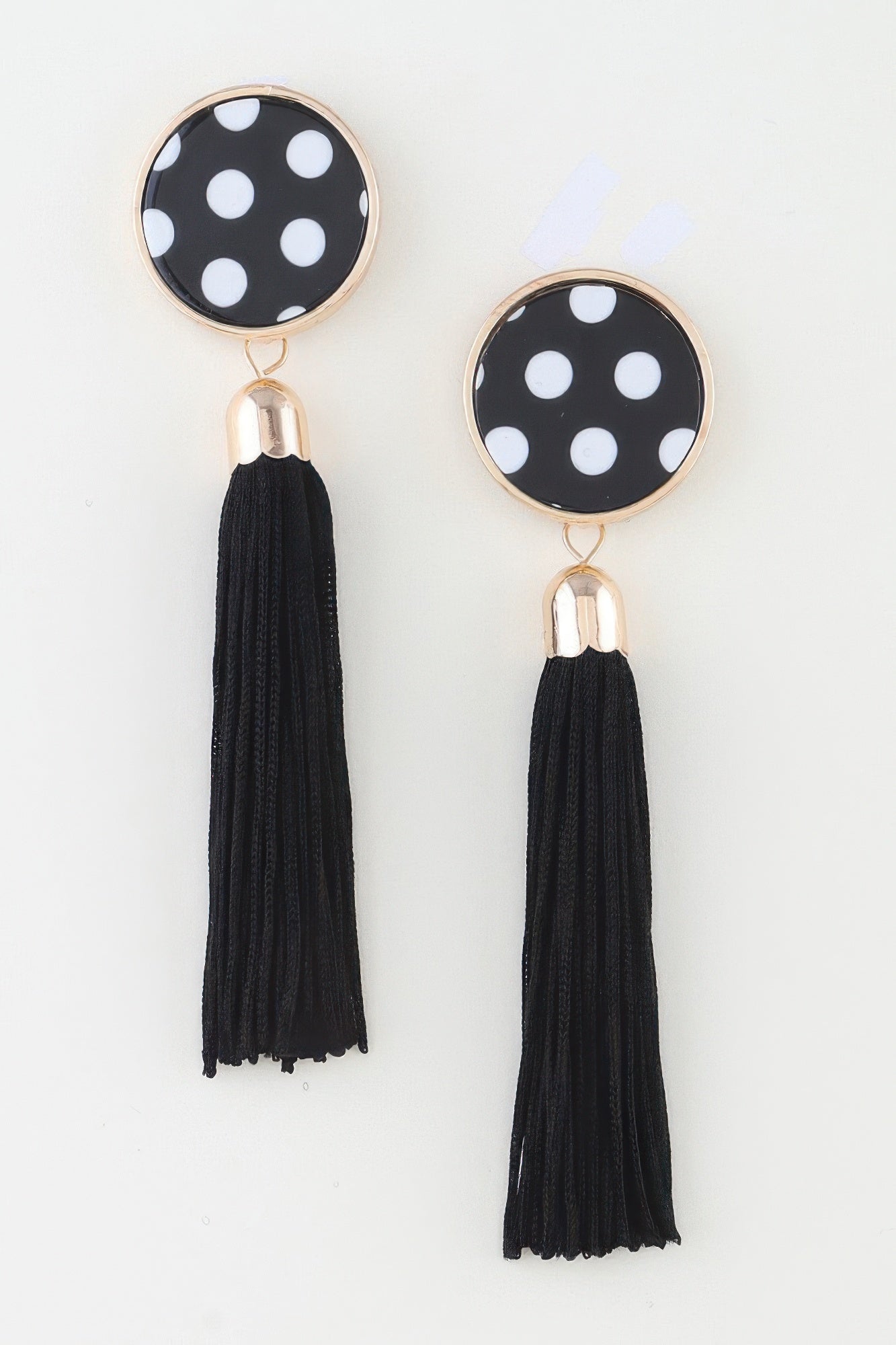 Polka Dot Circle Tassel Statement Earrings Secondary image