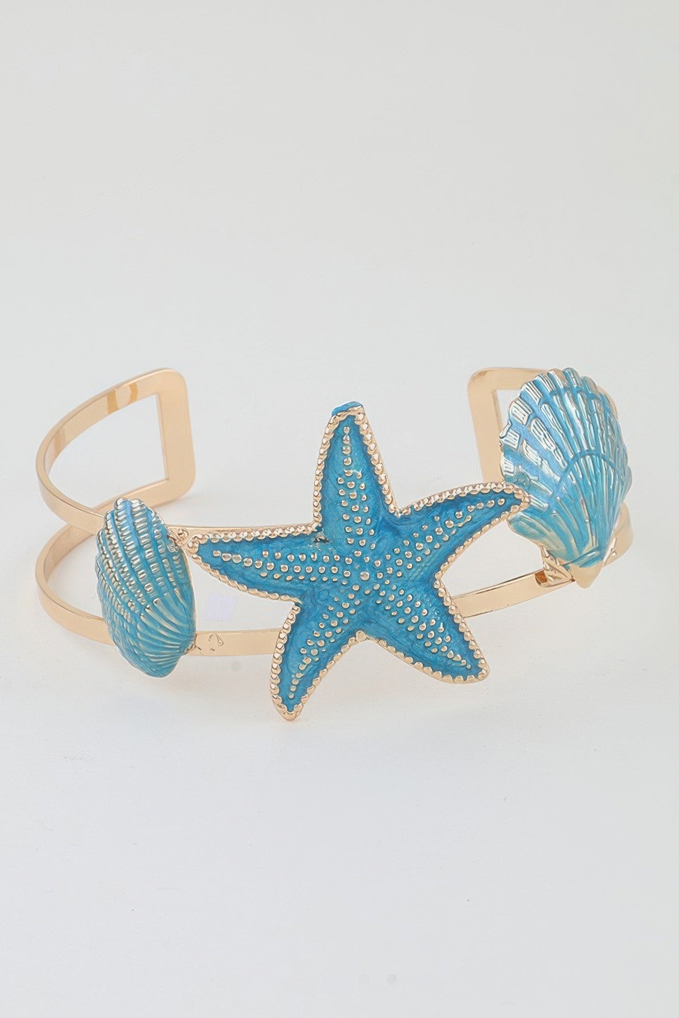 Gold-Turquoise Starfish and Shell Arm Cuff Secondary image