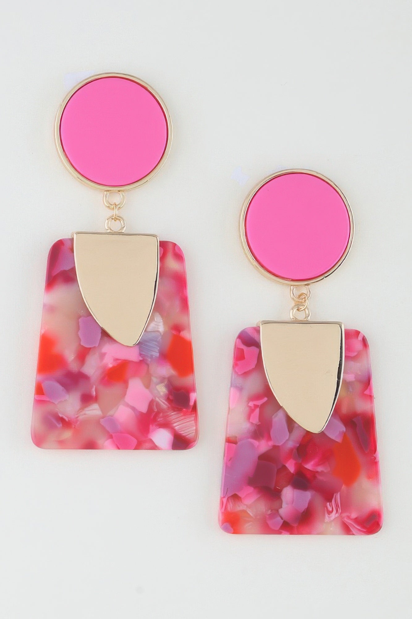 Geometric Mosaic Drop Earrings with Contrast Overlay Secondary image