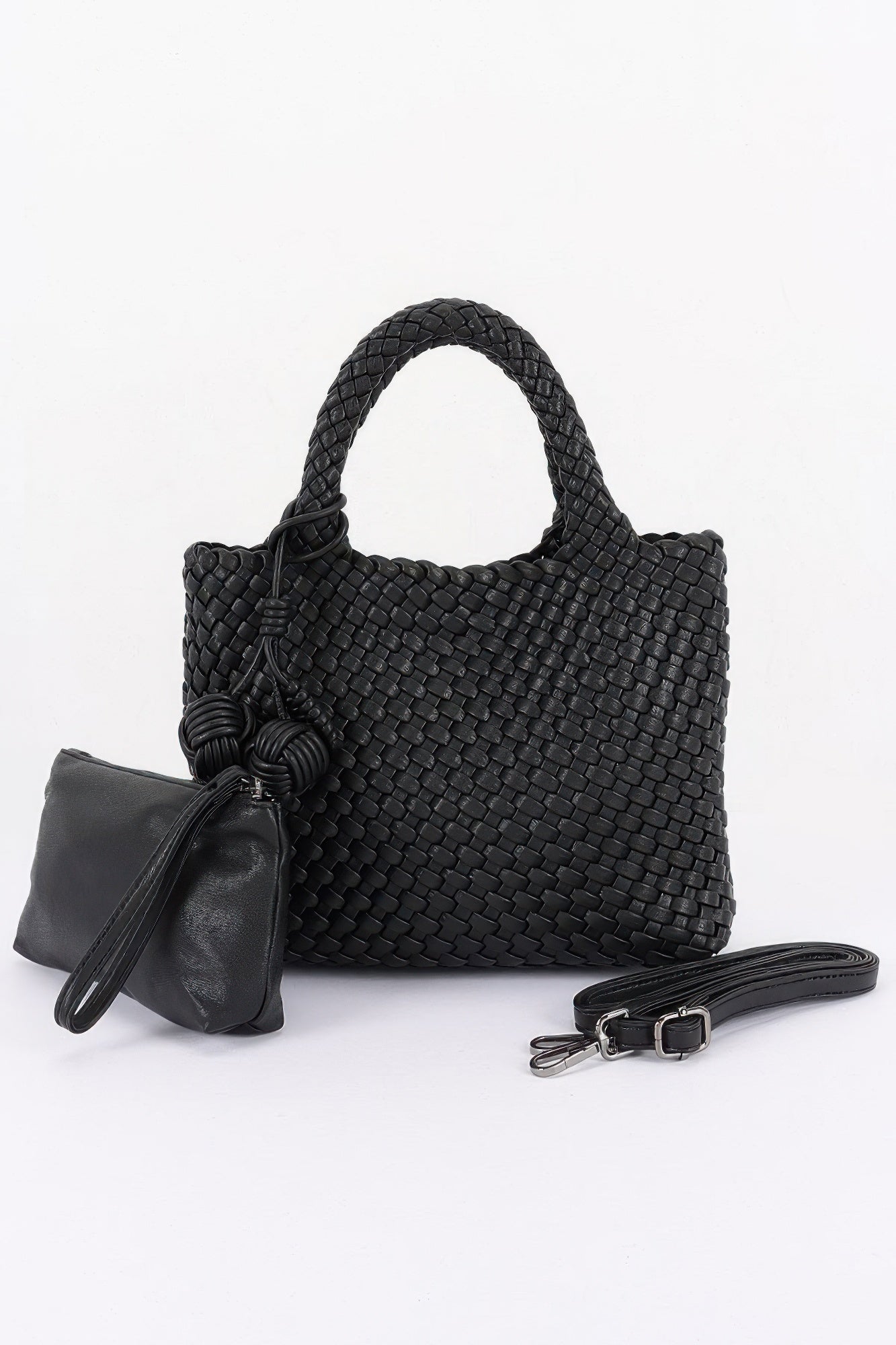 Braided Vegan Leather Shoulder Tote Secondary image