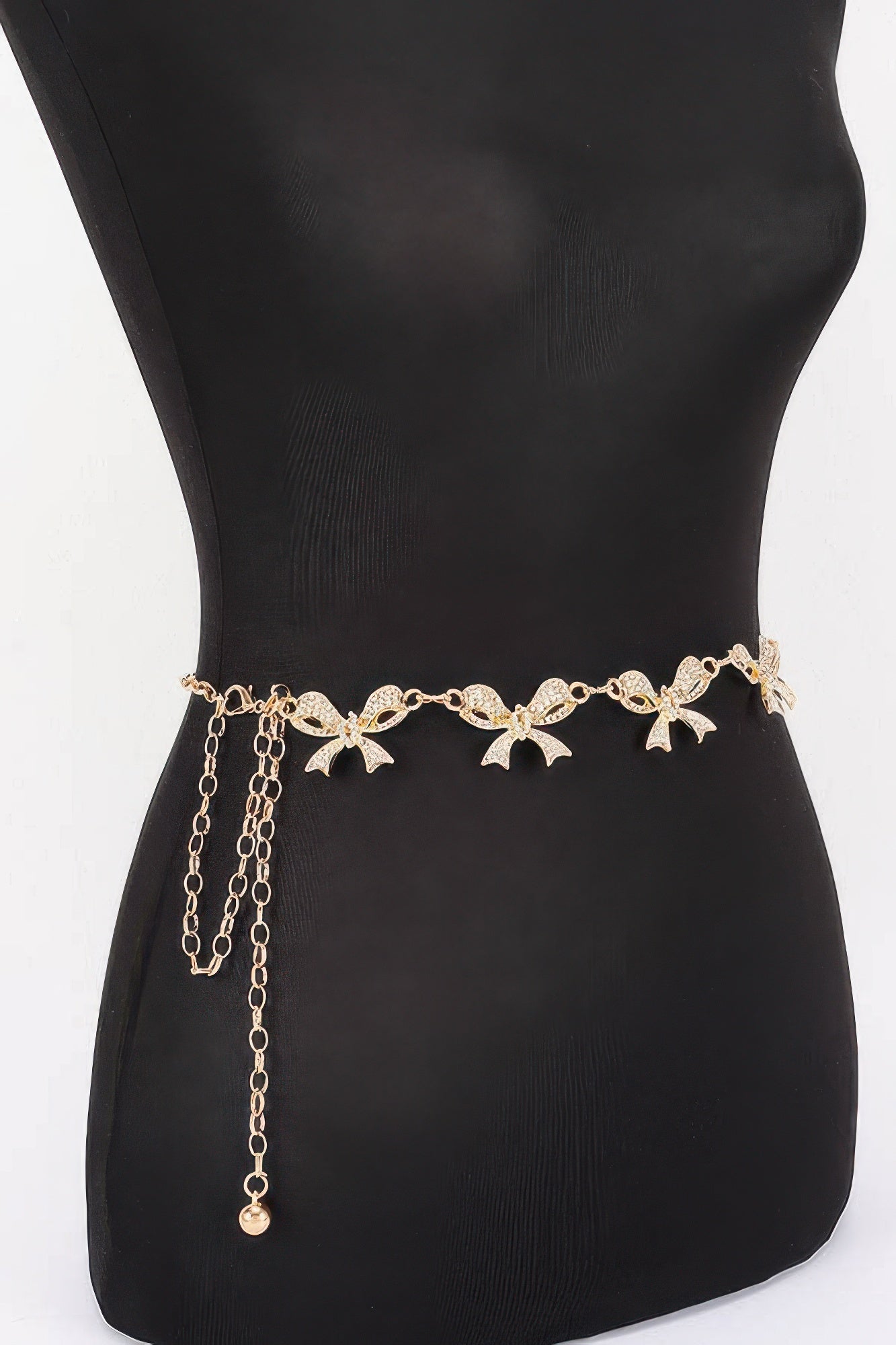 Rhinestone Bow Charm Chain Waist Belt Secondary image