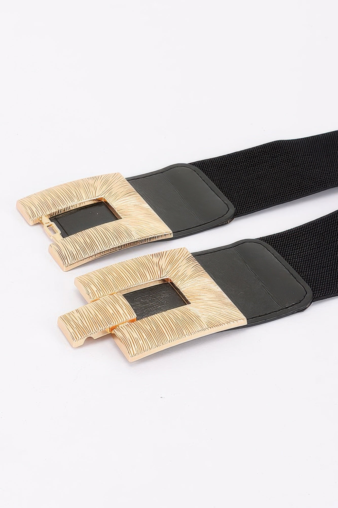 Black Plus Size Stretch Belt with Textured Buckle Secondary image
