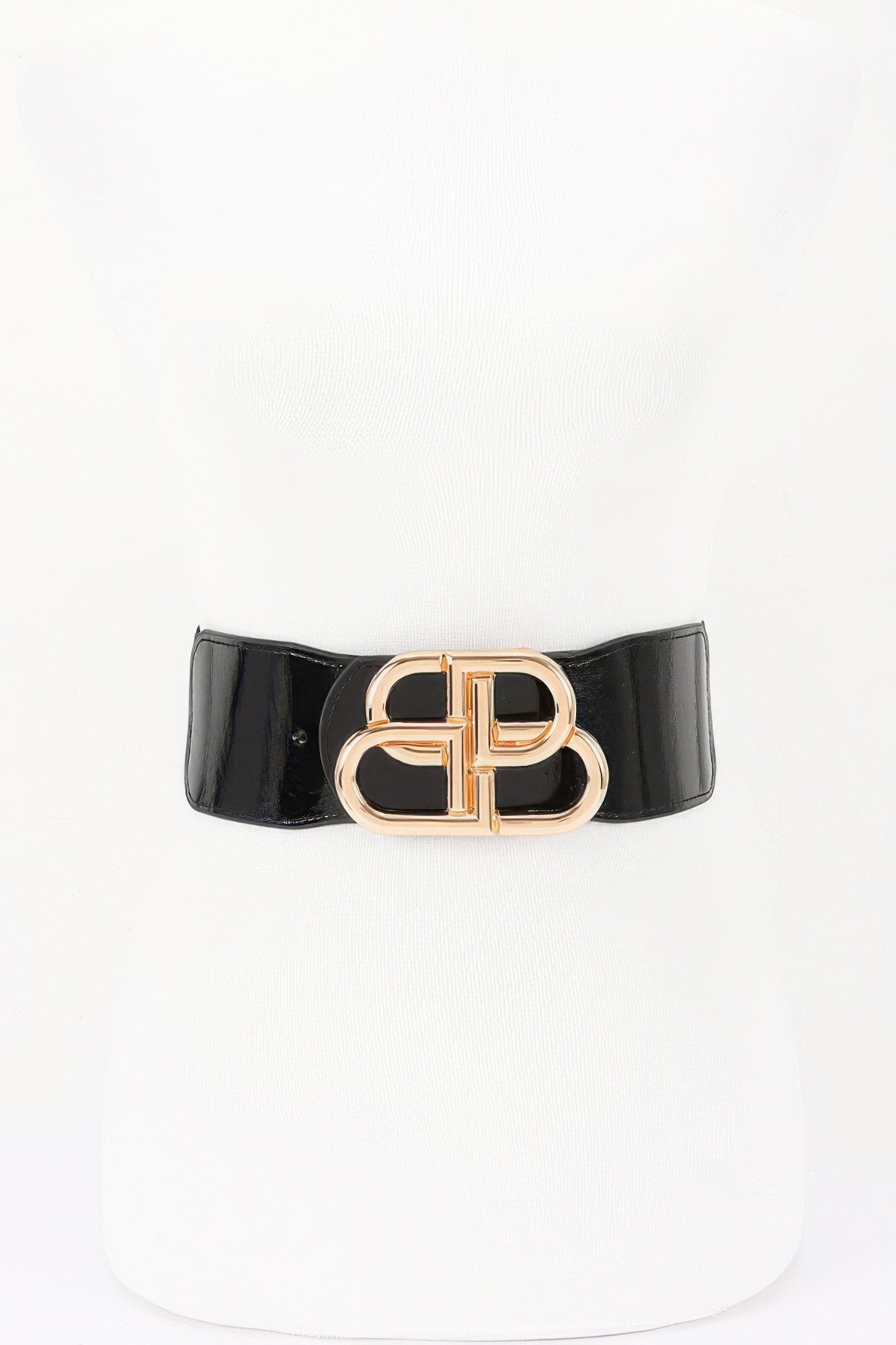 Black Plus Size Elastic Waist Belt with Metal Buckle Secondary image
