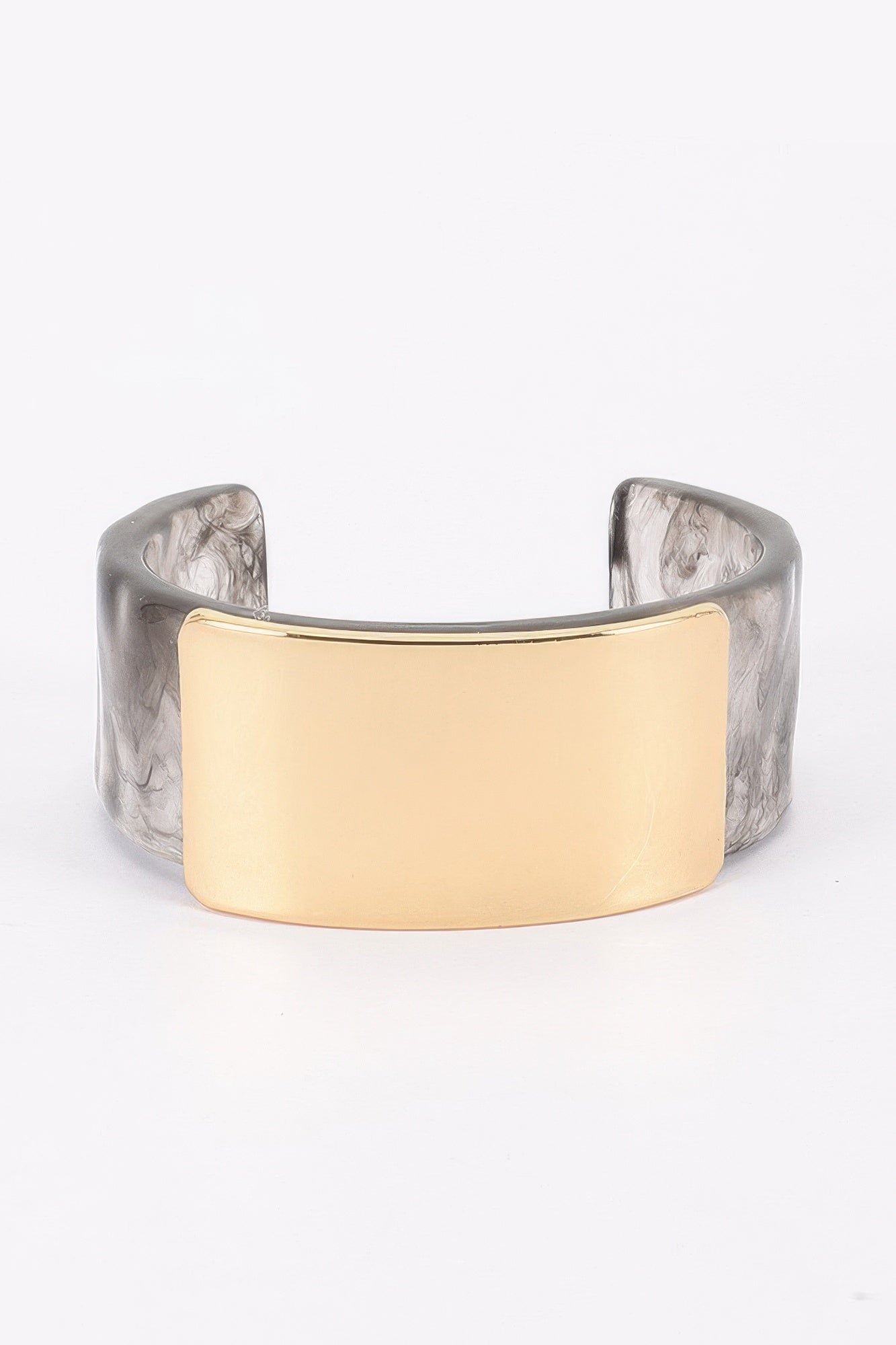 Marbled Resin and Metal Open Cuff Bracelet Secondary image