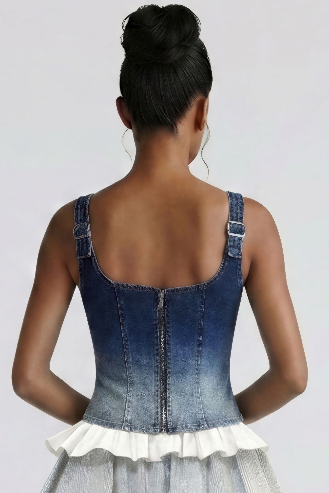 Dark Denim Lace-Up Corset Tank Top Secondary image