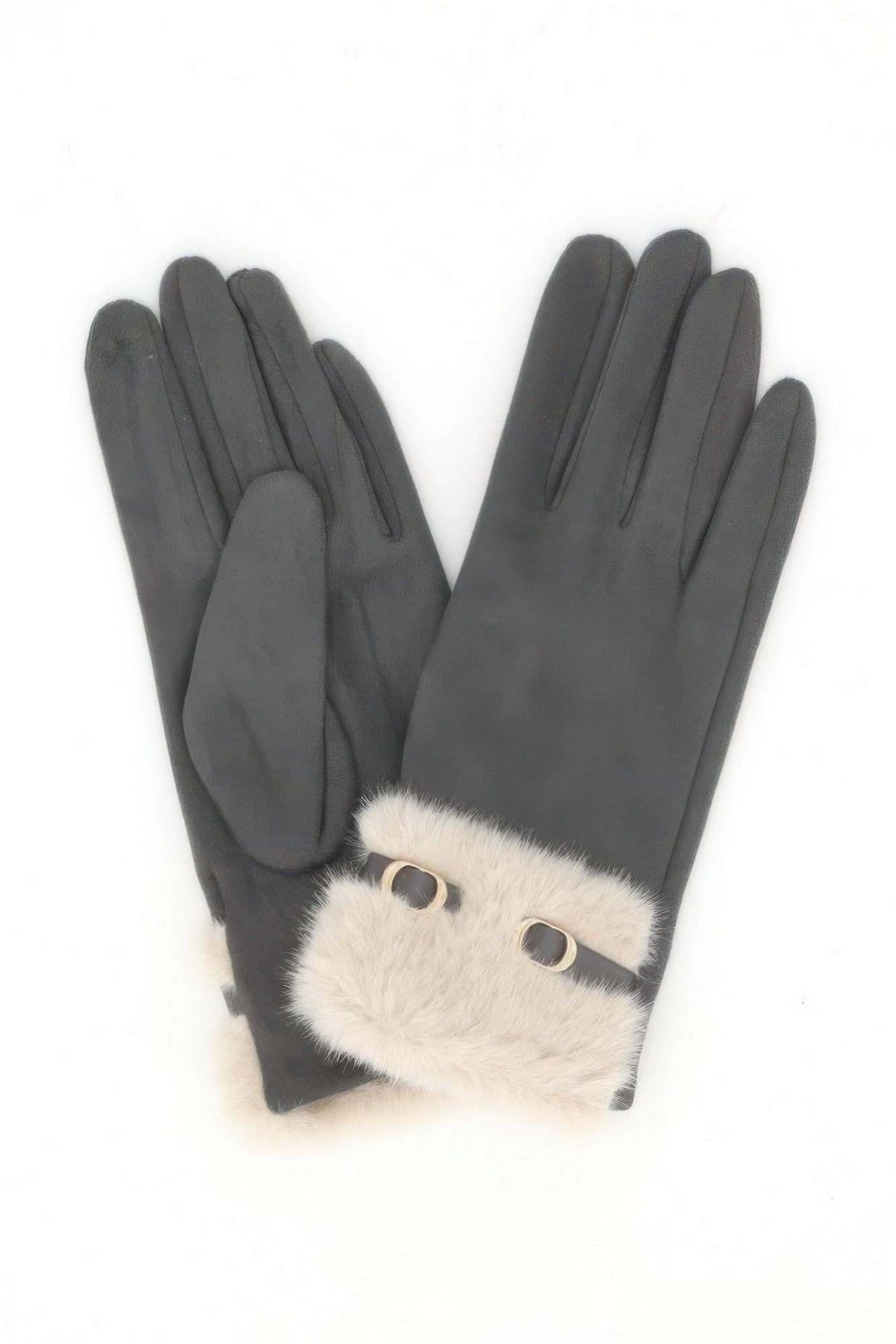 Faux Suede Gloves With Faux Fur Cuffs and Touchscreen Tips Secondary image