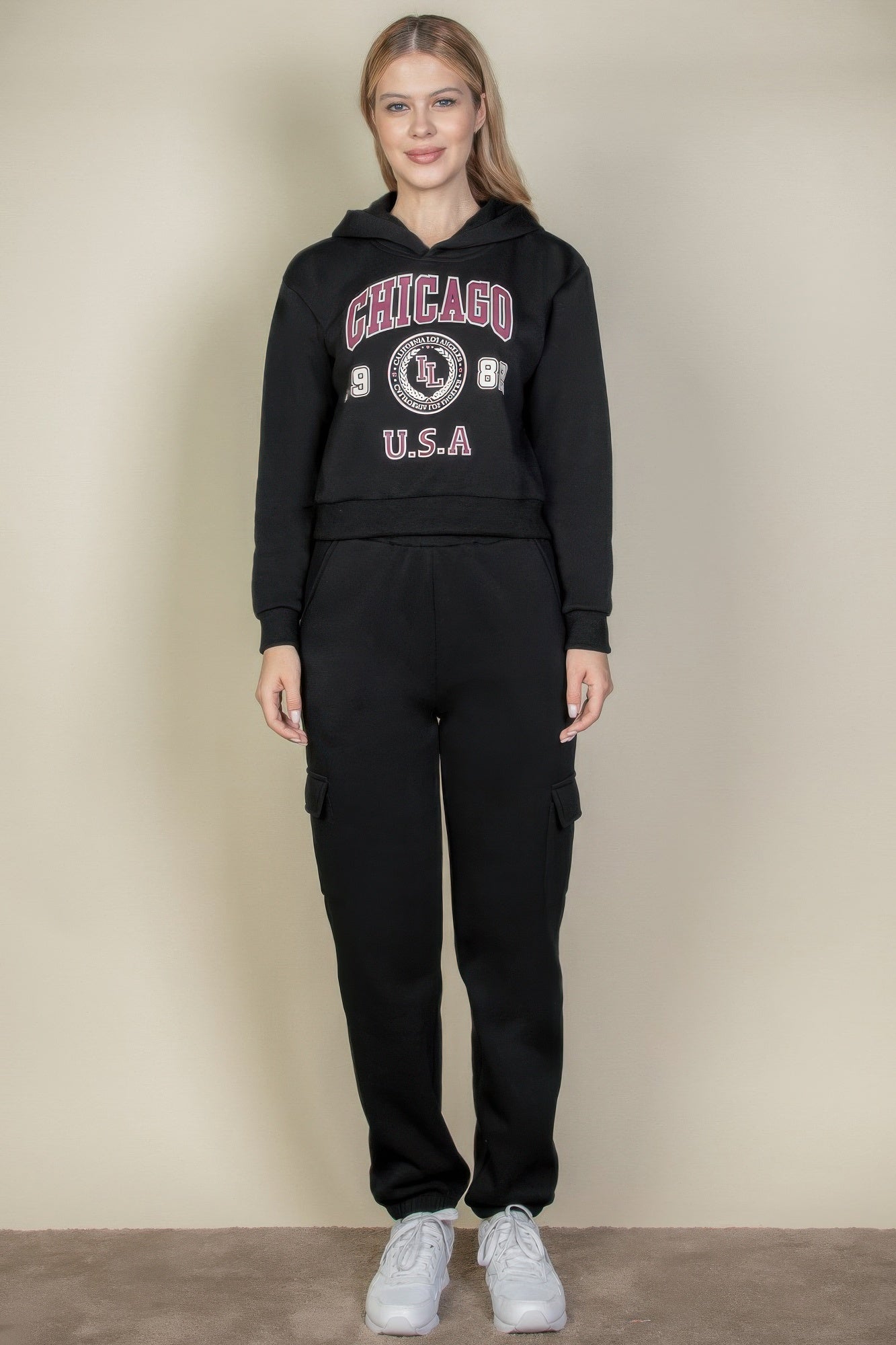Chicago Graphic Pullover Hoodie with Relaxed Drop Shoulder Secondary image