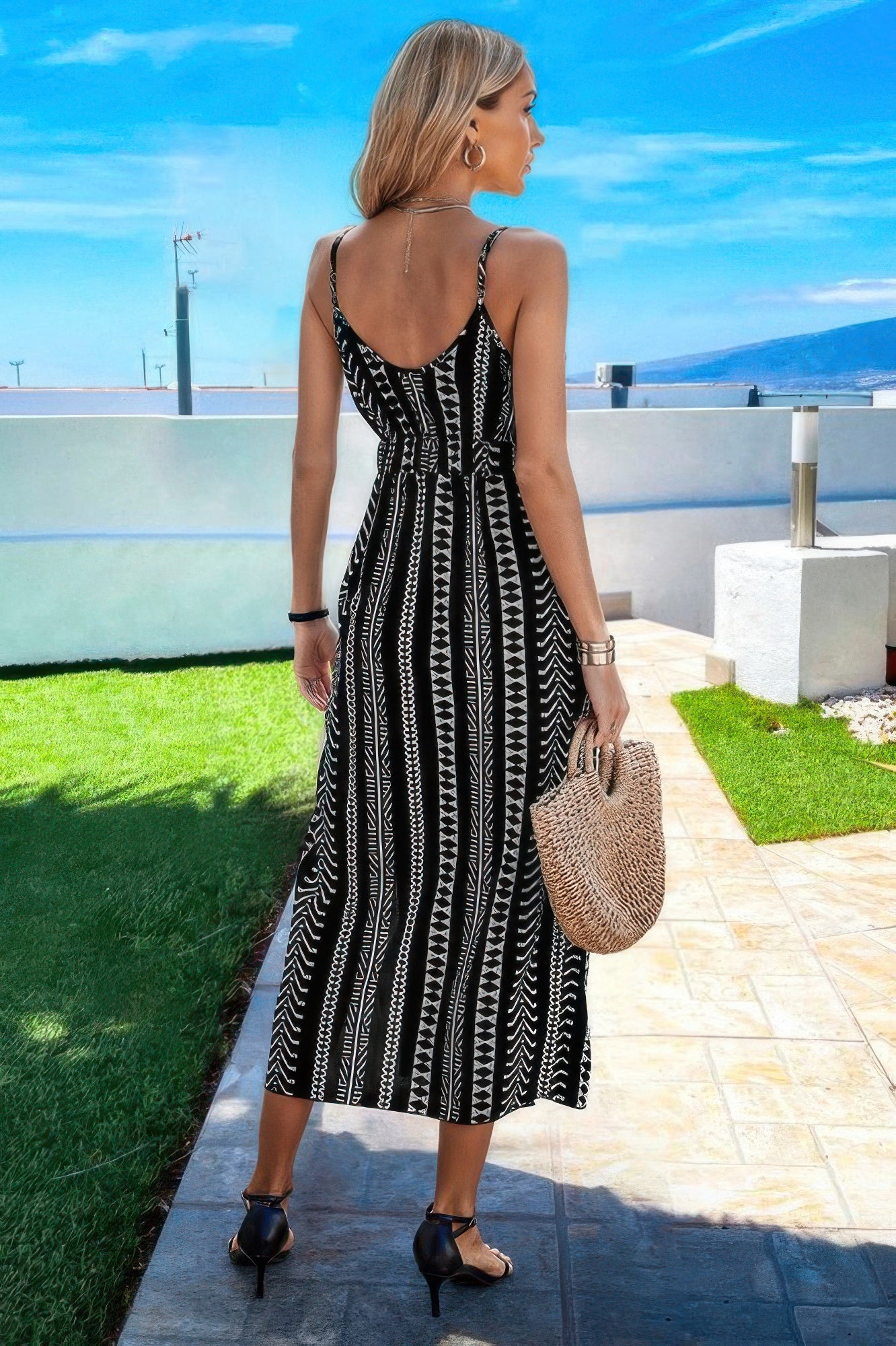 V-Neck Printed Split Cami Dress Secondary image