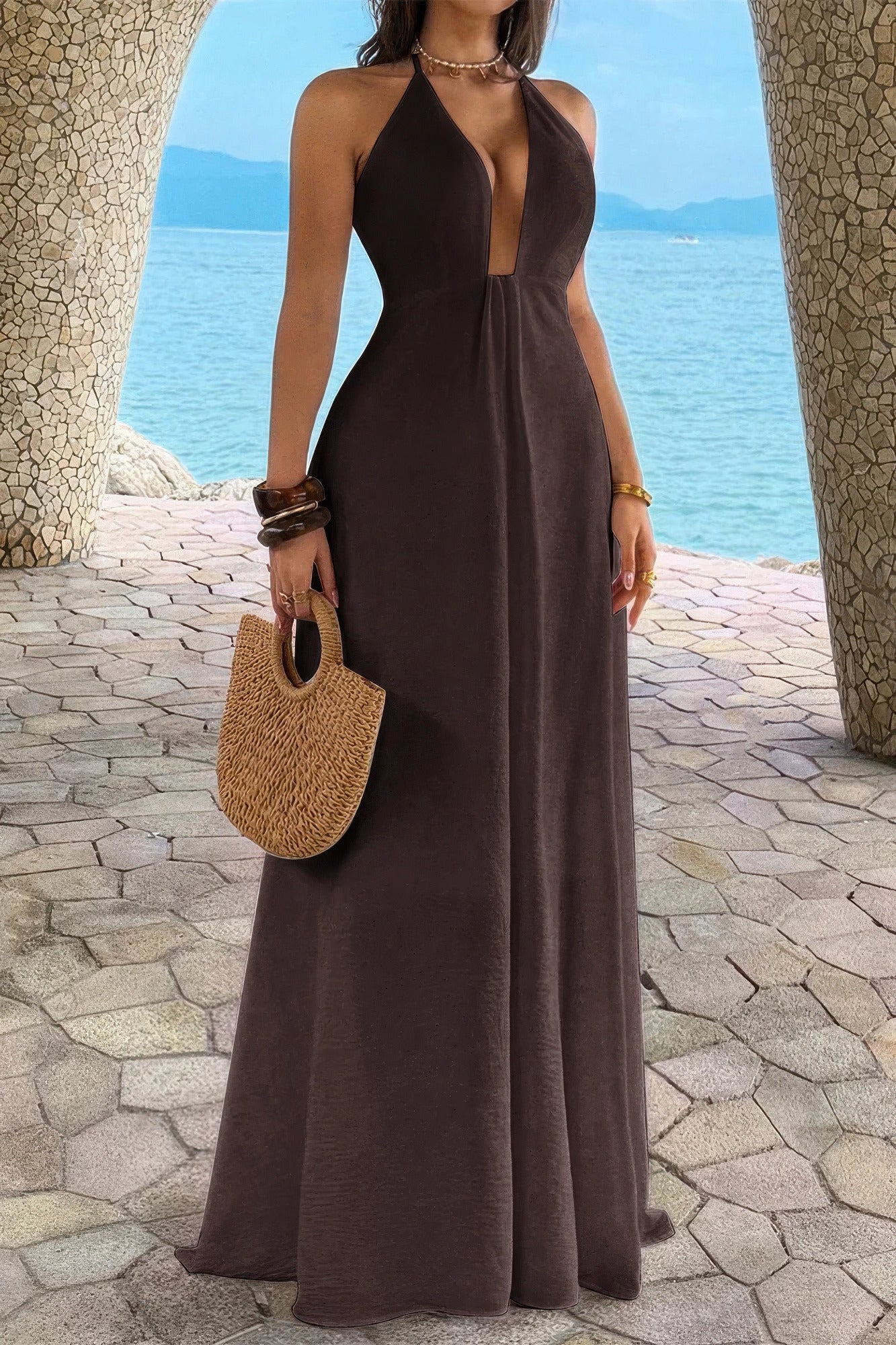 Halter Neckline A-Line Maxi Dress Secondary image
